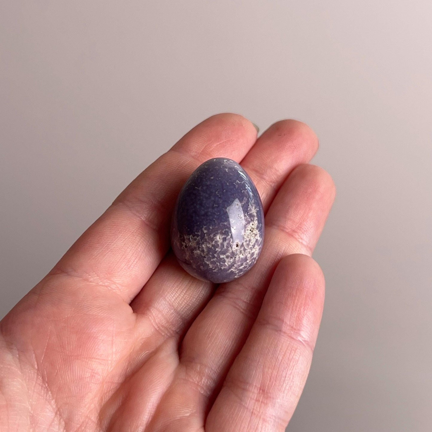 Grape Agate Egg | Purple Botryoidal Chalcedony Crystal Egg