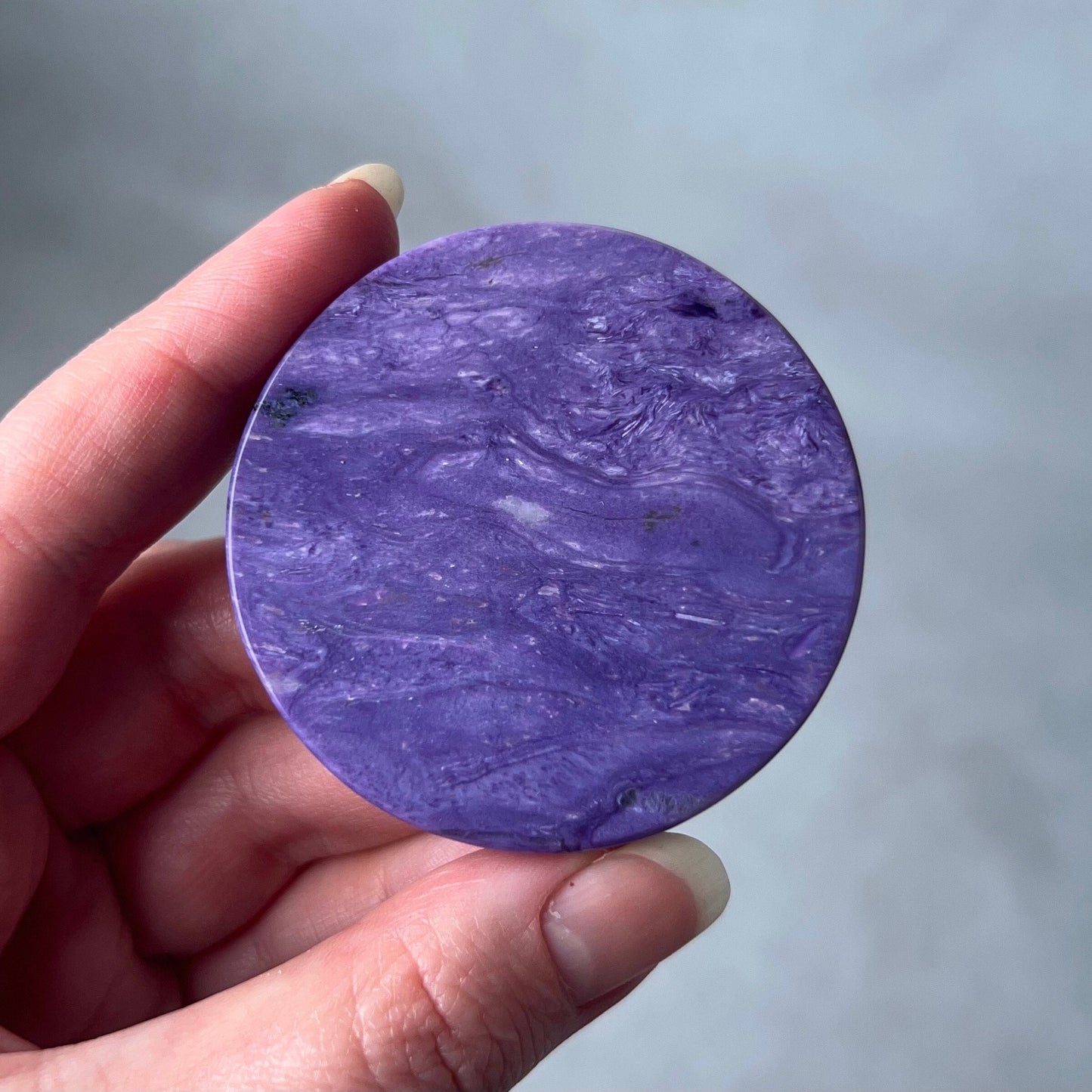 Purple Charoite Disc | Polished Charoite Crystal