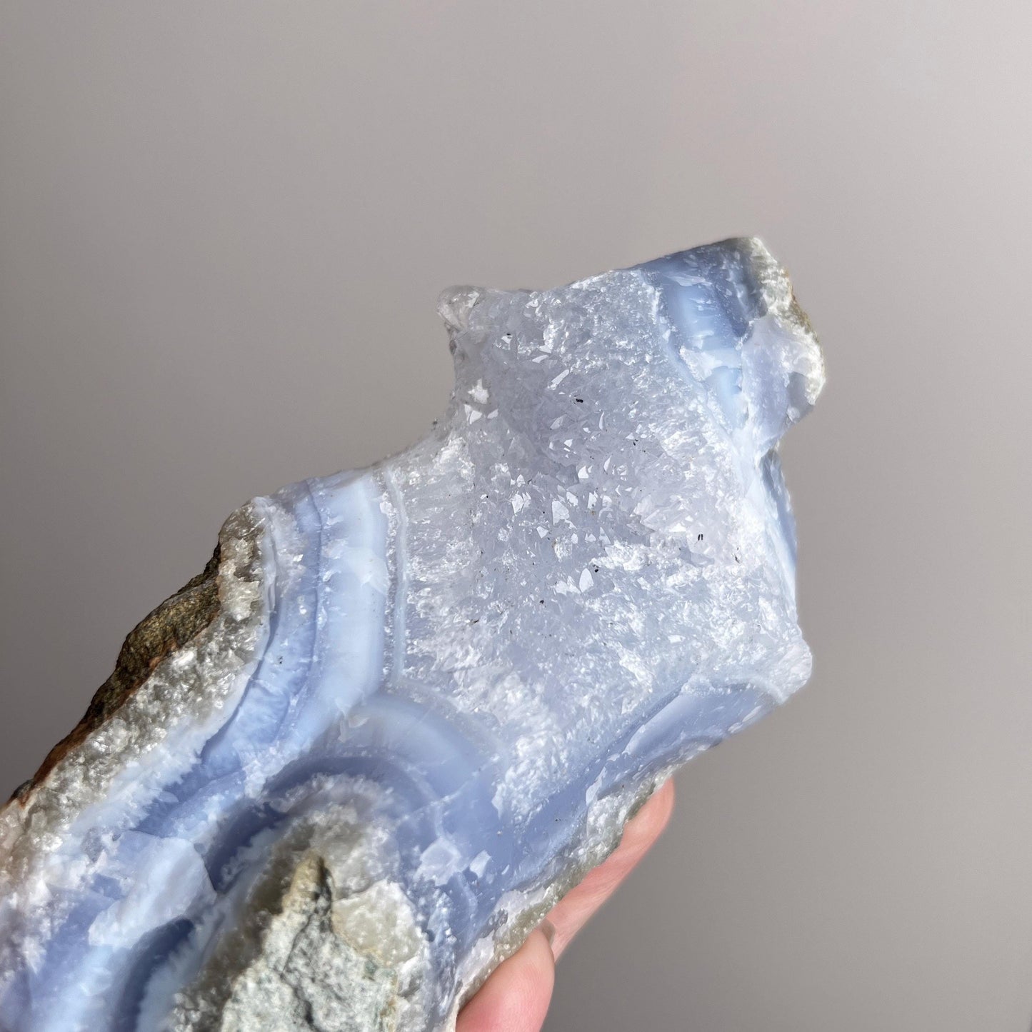 Druzy Blue Lace Agate | Raw Blue Lace Agate Crystal Specimen