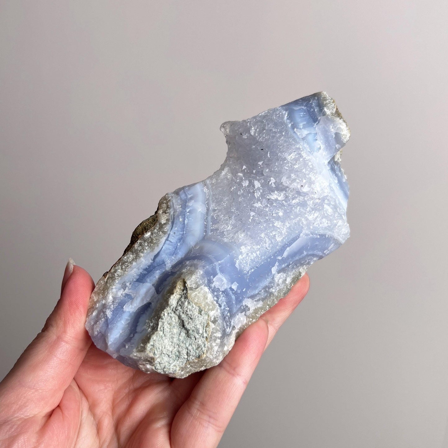 Druzy Blue Lace Agate | Raw Blue Lace Agate Crystal Specimen