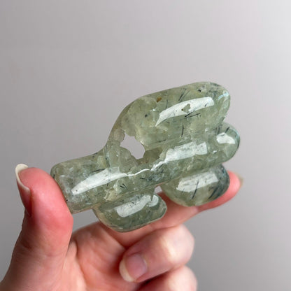 Prehnite Cactus Carving | Epidote in Prehnite Crystal Plant