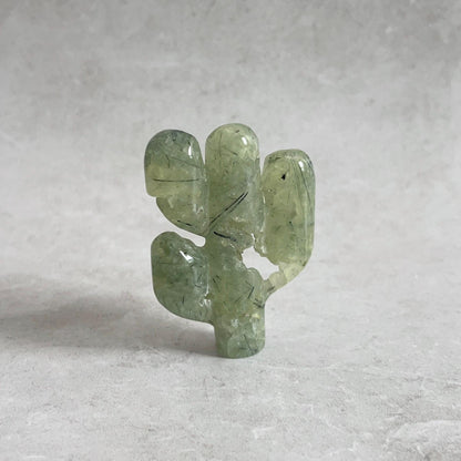 Prehnite Cactus Carving | Epidote in Prehnite Crystal Plant