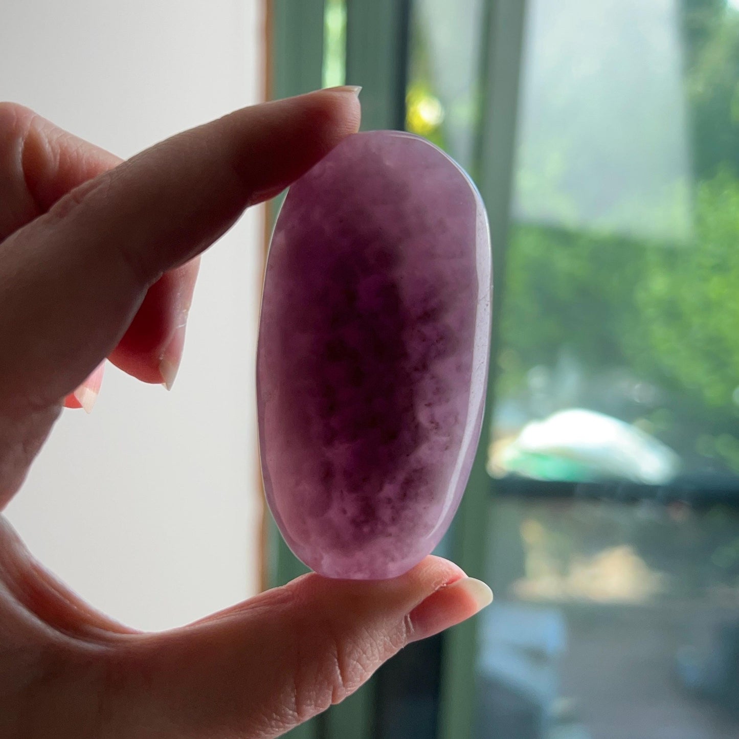 Silky Fluorite Palm | Purple Fluorite Crystal Palmstone