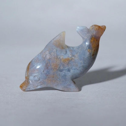 Moss Agate Dolphin Carving | Agate Dolphin | Crystal Dolphin