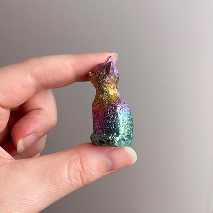 Bismuth Cat Carving | Crystal Cat Figure