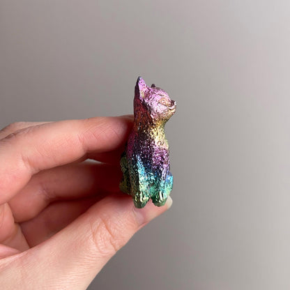 Bismuth Cat Carving | Crystal Cat Figure