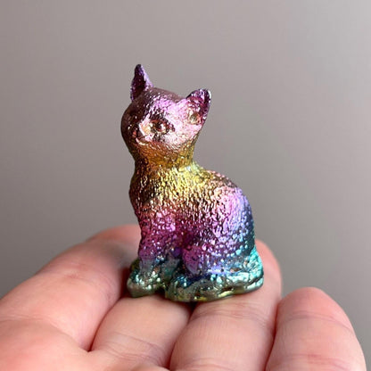 Bismuth Cat Carving | Crystal Cat Figure