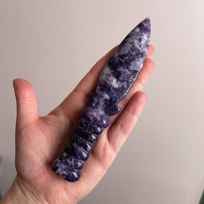 Lepidolite Athame | Crystal Dagger | Witches Knife