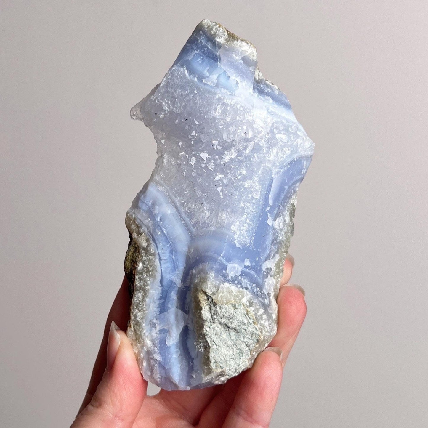 Druzy Blue Lace Agate | Raw Blue Lace Agate Crystal Specimen