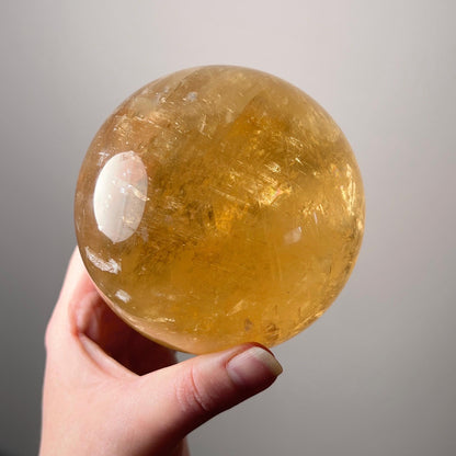 XL Honey Calcite Sphere | Golden Honey Calcite Crystal Sphere