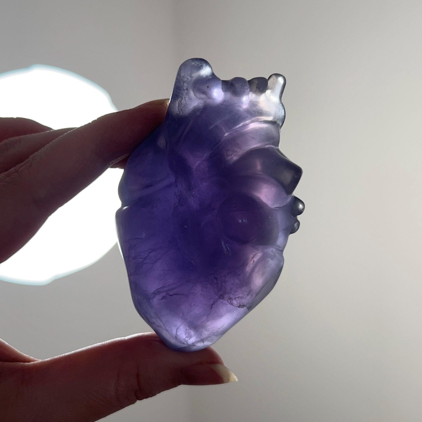 Tanzanite Fluorite Anatomical Heart Carving | Human Crystal Heart