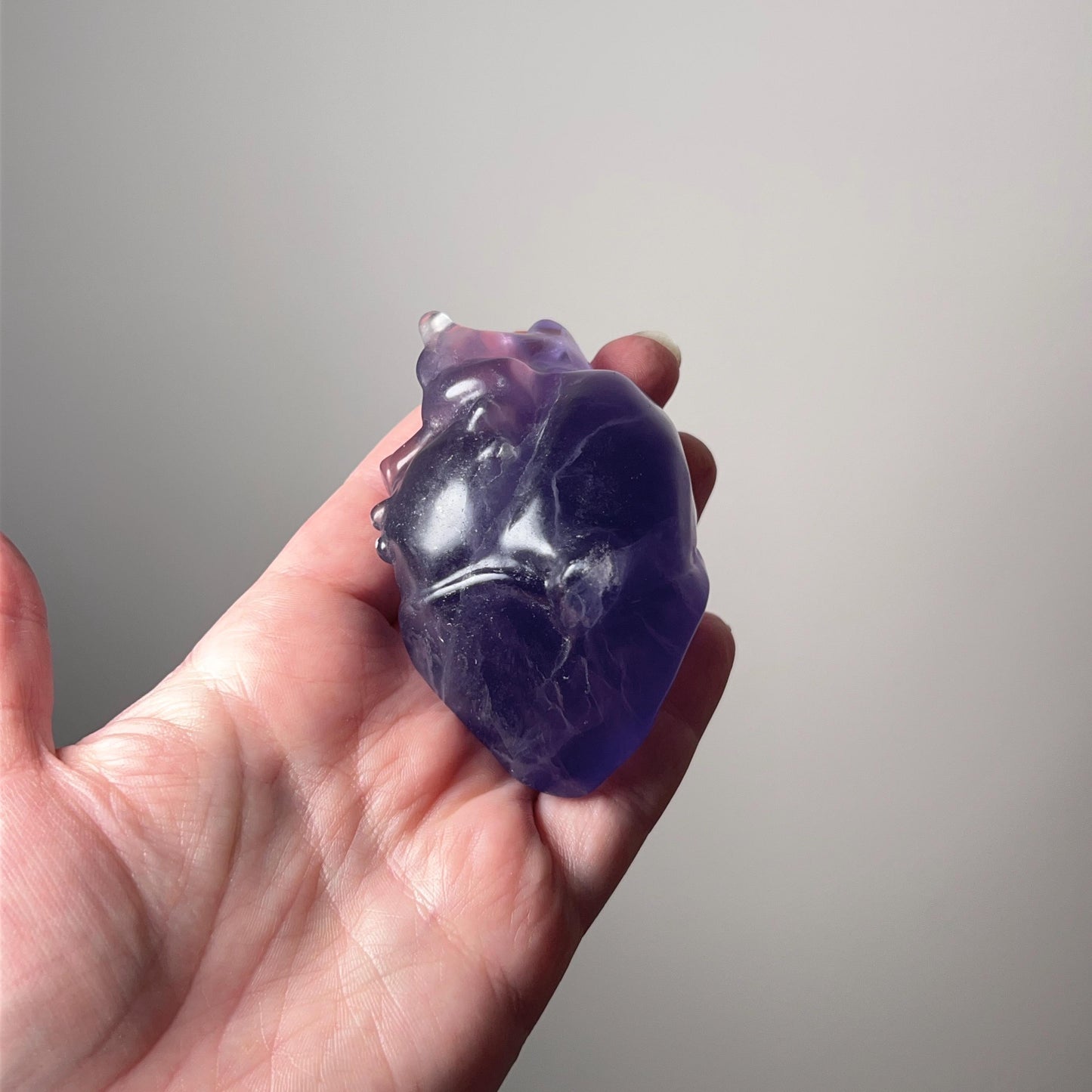 Tanzanite Fluorite Anatomical Heart Carving | Human Crystal Heart