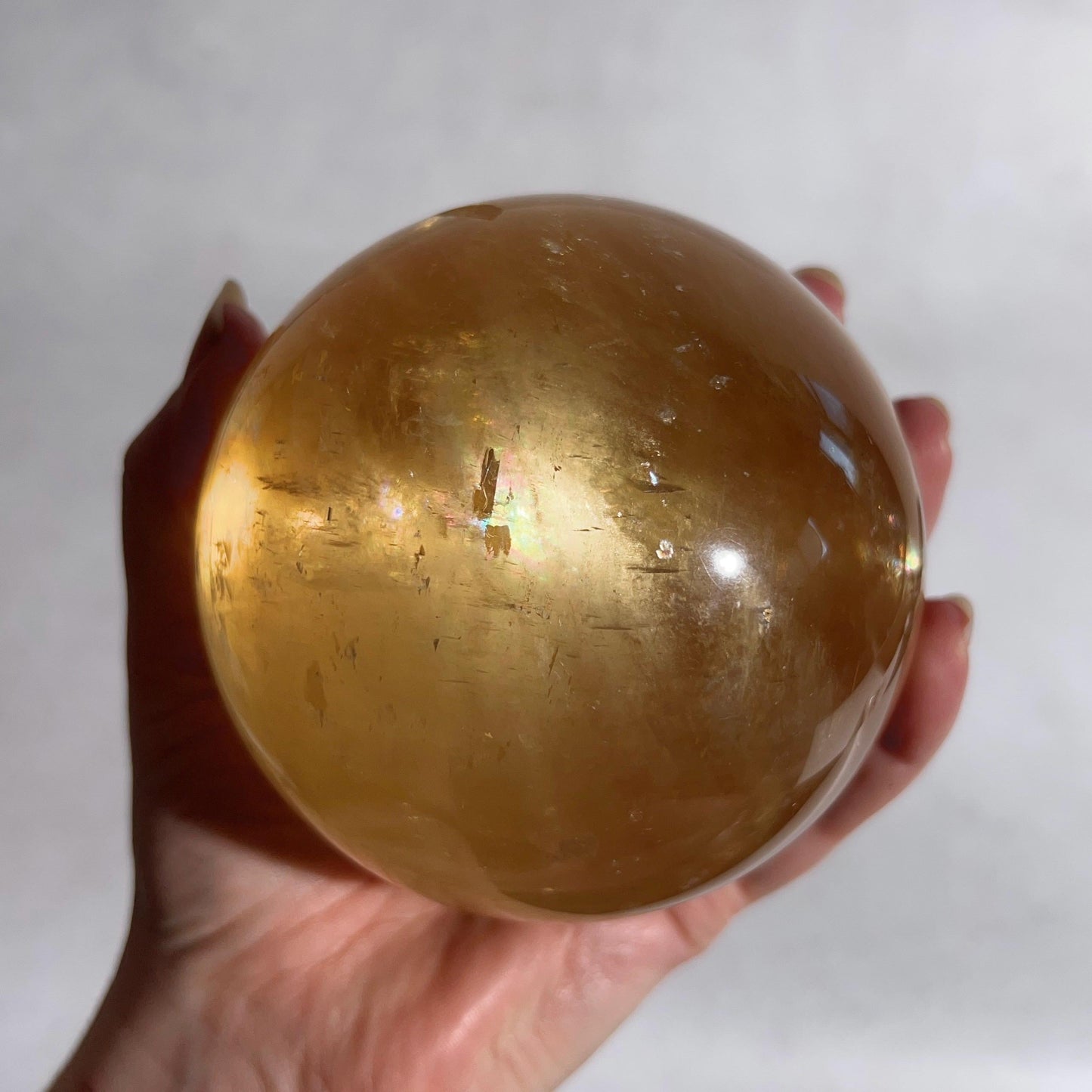 XL Honey Calcite Sphere | Golden Honey Calcite Crystal Sphere