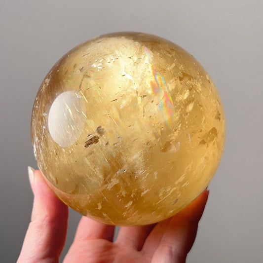 XL Honey Calcite Sphere | Golden Honey Calcite Crystal Sphere