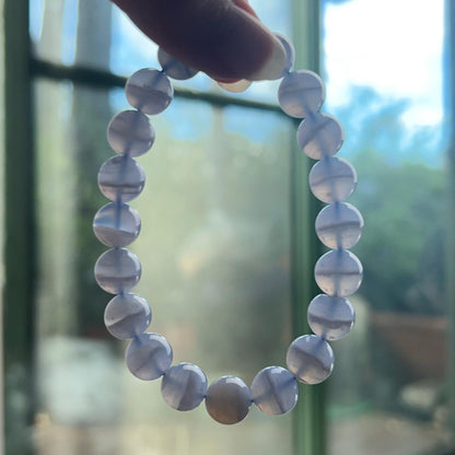 Blue Chalcedony Bracelet | Blue Lace Agate Crystal Stretch Bracelet