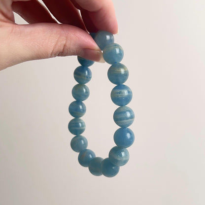 Lemurian Aquatine Calcite Bracelet | Blue Onyx Crystal Stretch Bracelet