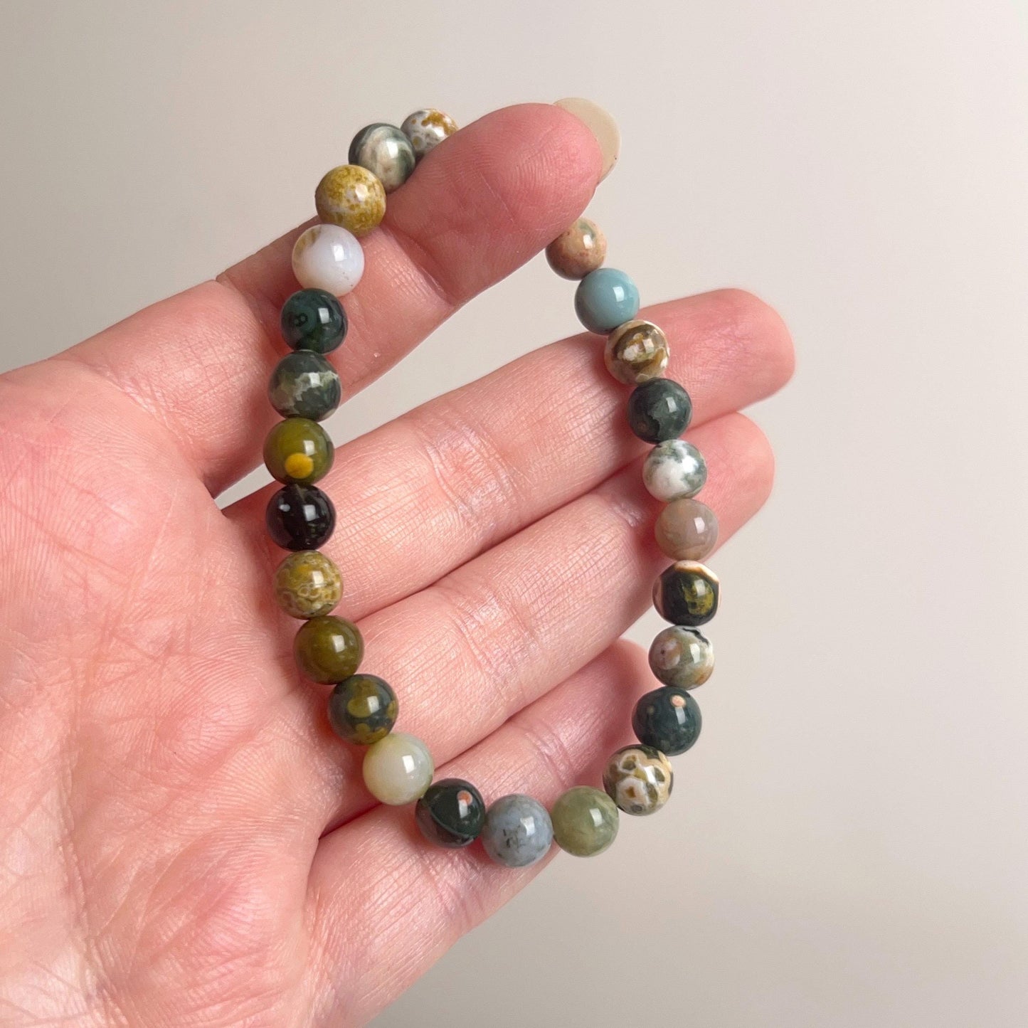 Ocean Jasper Bracelet | Orbicular Jasper Crystal Stretch Bracelet