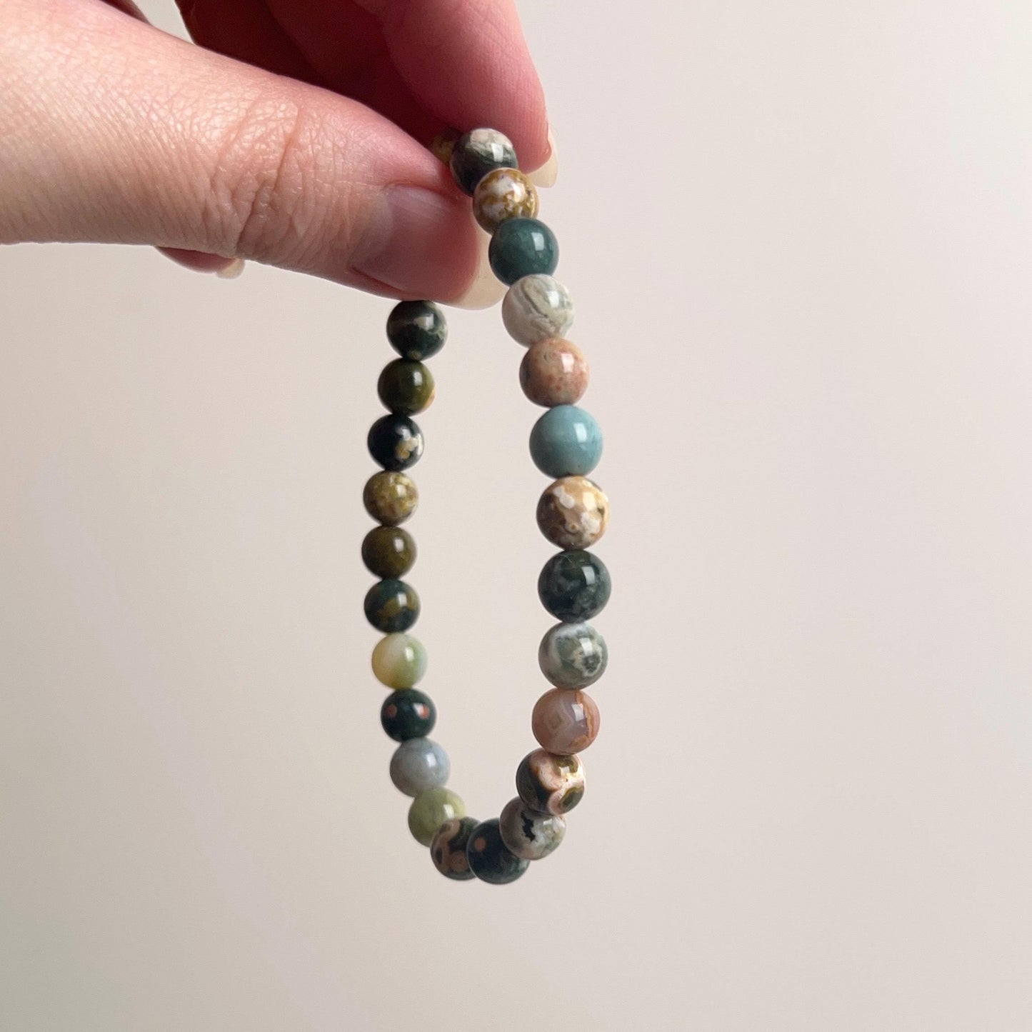 Ocean Jasper Bracelet | Orbicular Jasper Crystal Stretch Bracelet