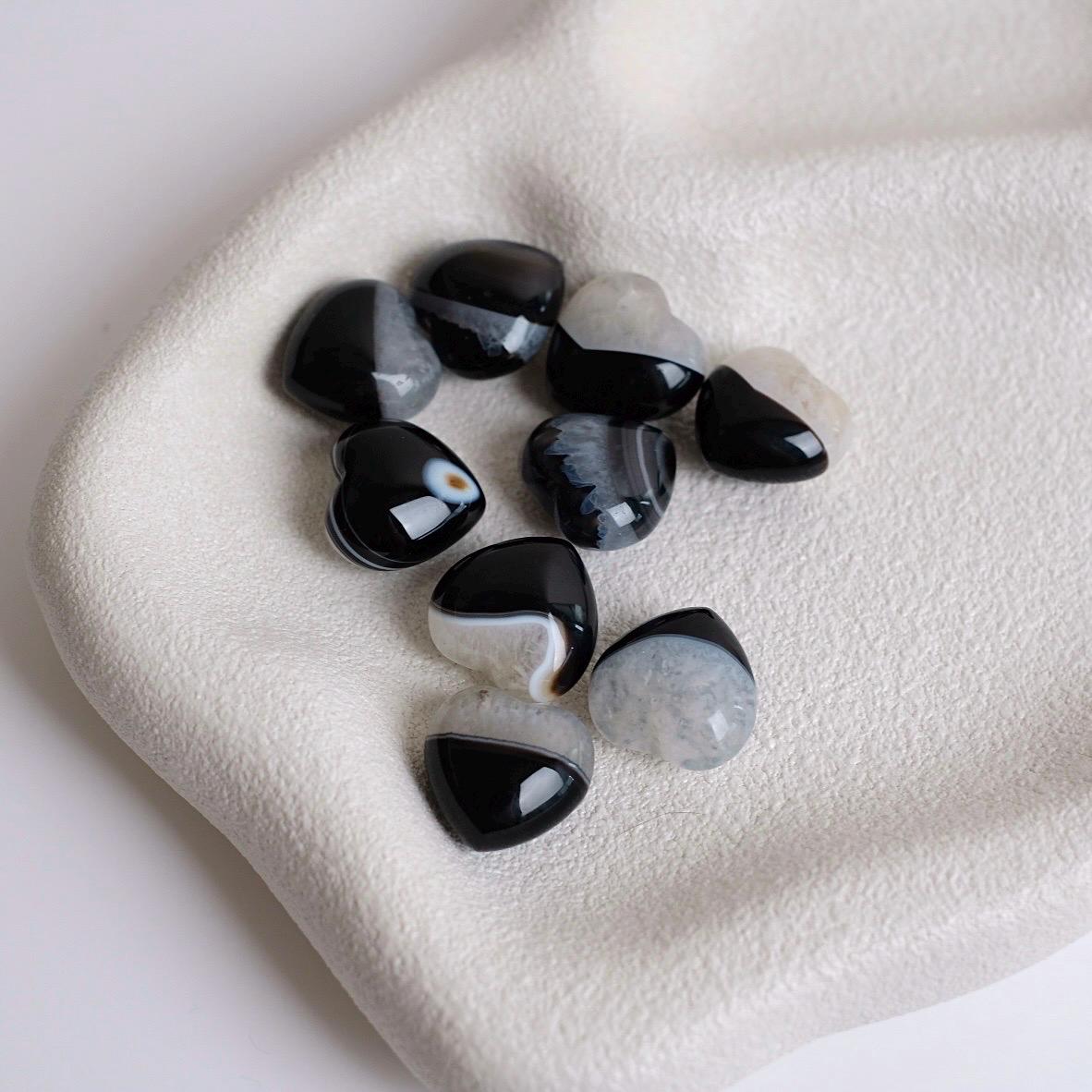 Black Agate & Quartz Hearts | Agate + Quartz Crystal Heart