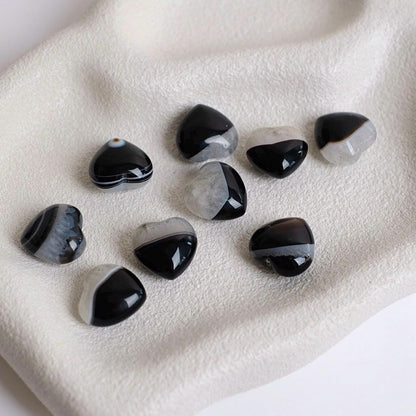 Black Agate & Quartz Hearts | Agate + Quartz Crystal Heart