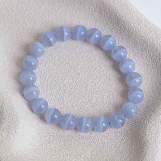 Blue Chalcedony Bracelet | Blue Lace Agate Crystal Stretch Bracelet