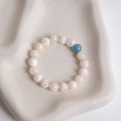 Sericite Quartz + Blue Onyx Bracelet | Garden Quartz Crystal Stretch Bracelet