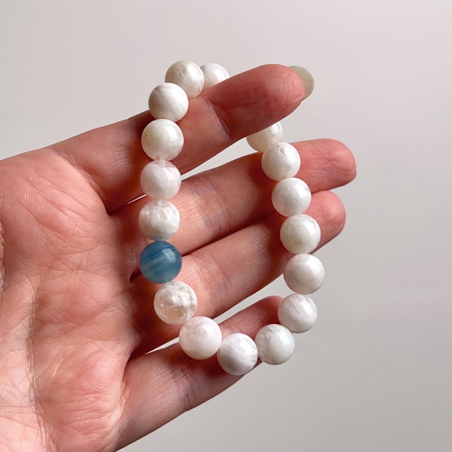 Sericite Quartz + Blue Onyx Bracelet | Garden Quartz Crystal Stretch Bracelet