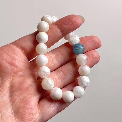 Sericite Quartz + Blue Onyx Bracelet | Garden Quartz Crystal Stretch Bracelet