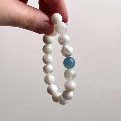 Sericite Quartz + Blue Onyx Bracelet | Garden Quartz Crystal Stretch Bracelet