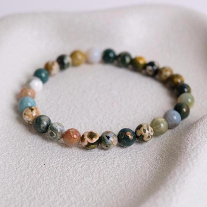 Ocean Jasper Bracelet | Orbicular Jasper Crystal Stretch Bracelet