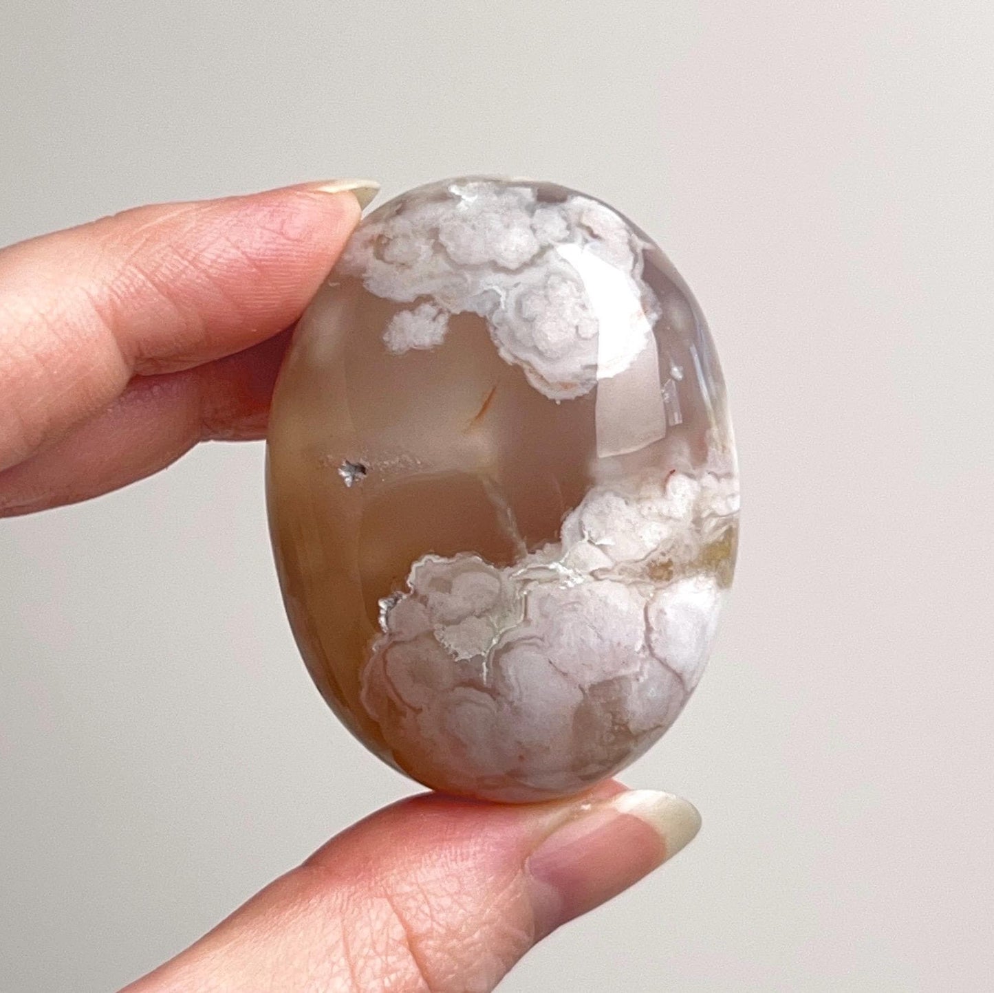 Flower Agate Palm | Cherry Blossom Agate Crystal Palm Stone