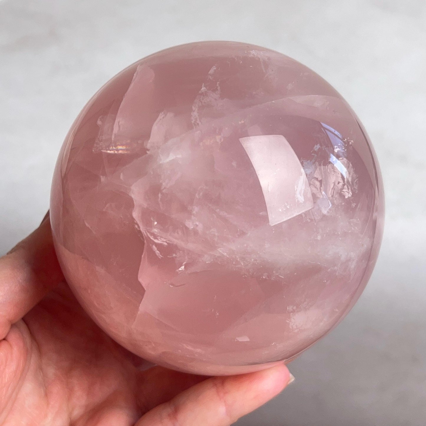 Large Star Rose Quartz Sphere | Pink Rose Quartz Crystal Sphere