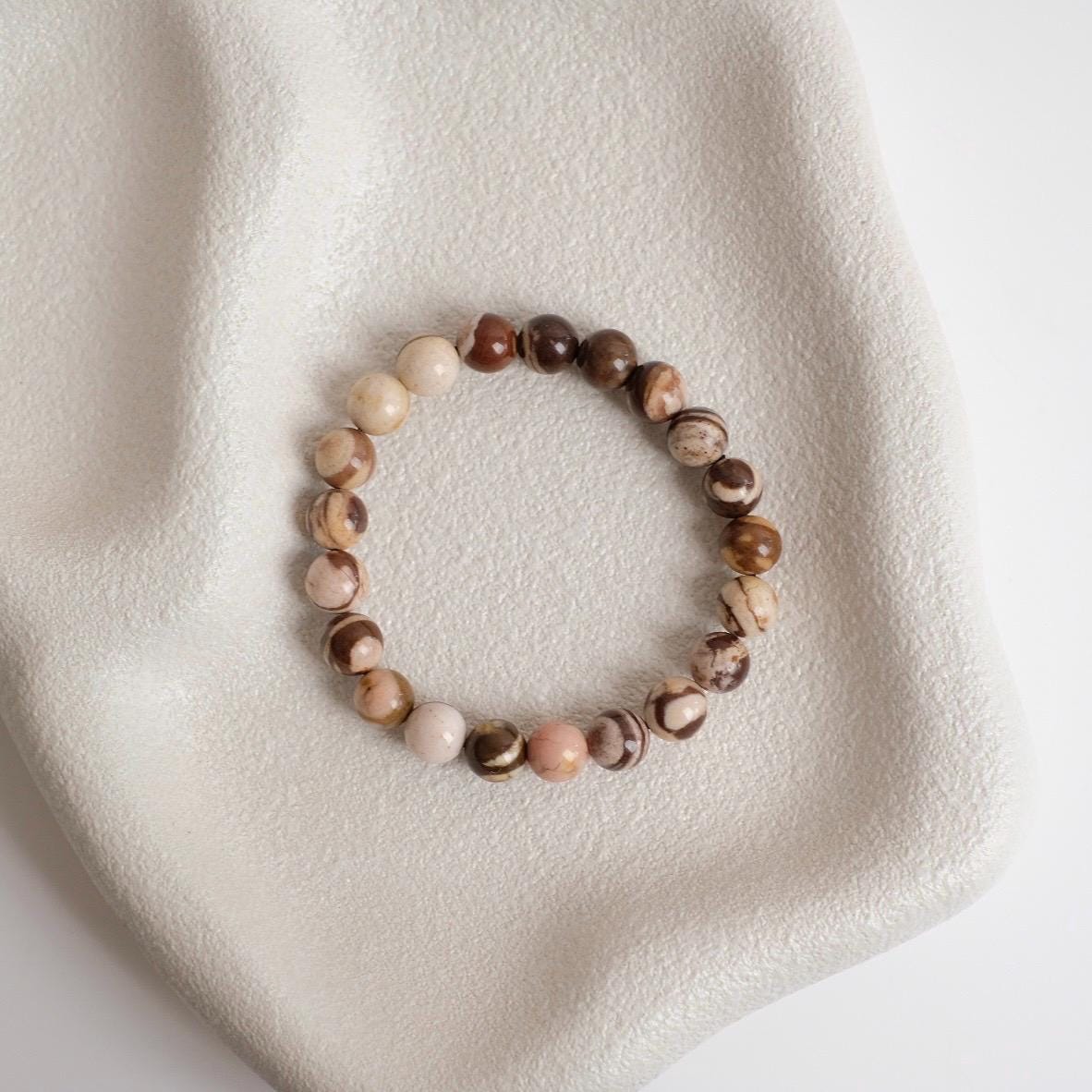 Brown Zebra Jasper Bracelet | Coconut Jasper Crystal Stretch Bracelet