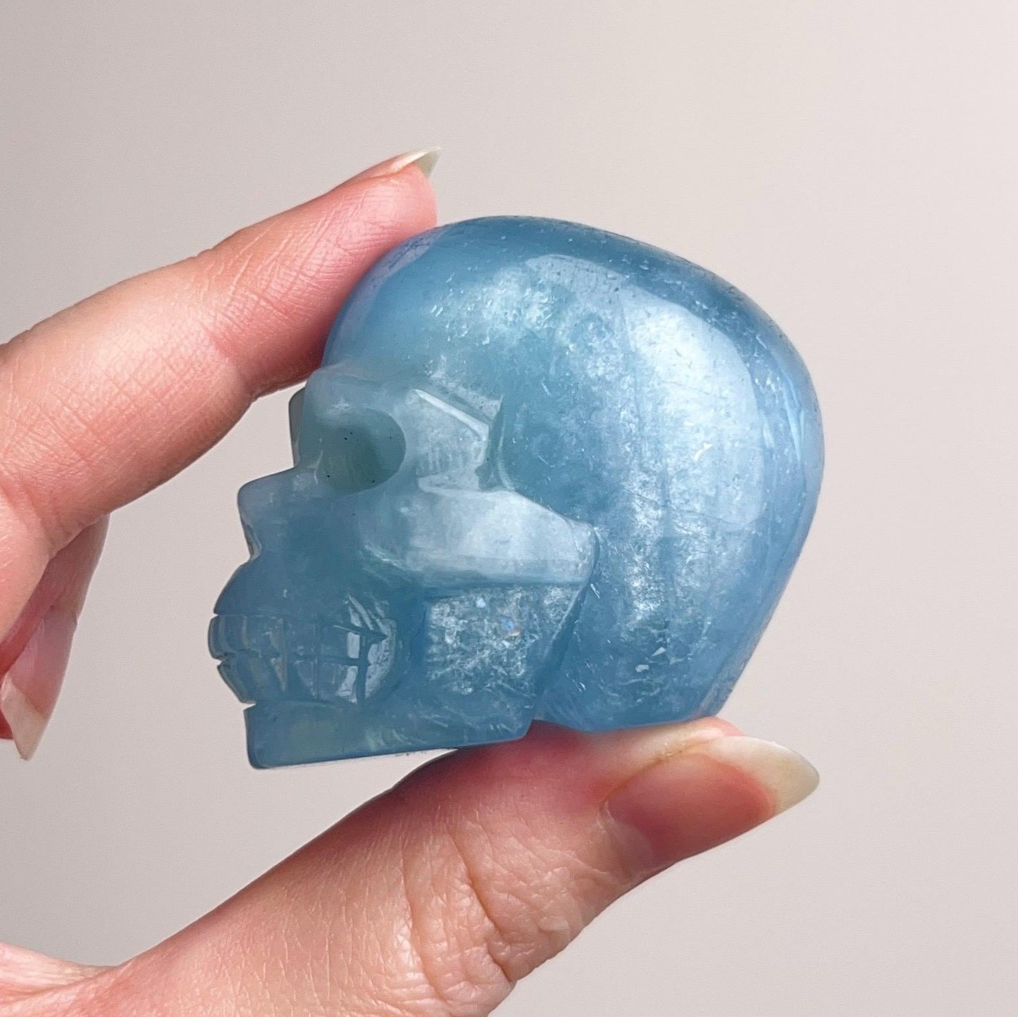 Rare Aquamarine Skull | Blue Aquamarine Crystal Skull