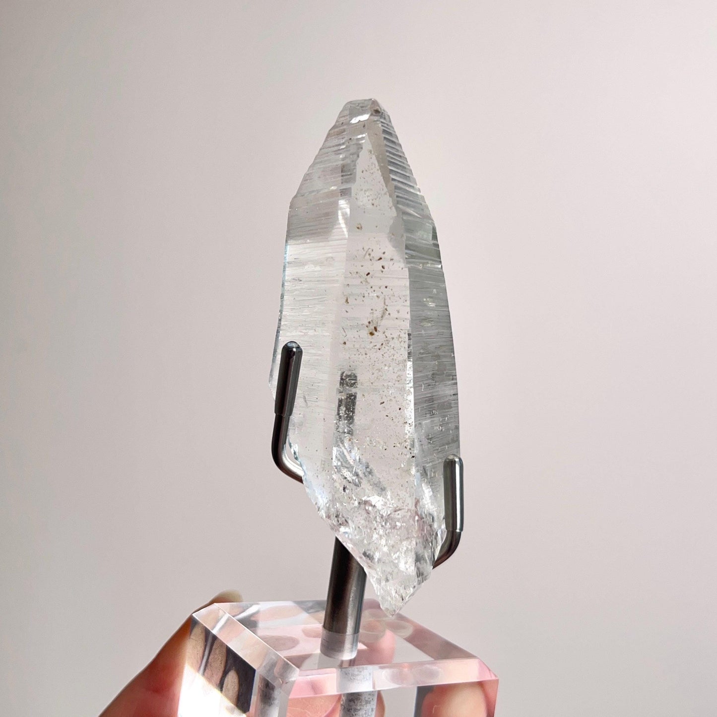 AAA Lemurian Quartz Point + Stand | Lemurian Seed Crystal Statement Display