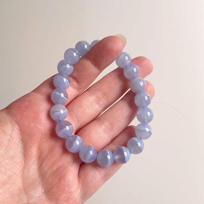 Blue Chalcedony Bracelet | Blue Lace Agate Crystal Stretch Bracelet