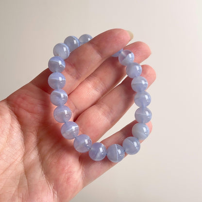 Blue Chalcedony Bracelet | Blue Lace Agate Crystal Stretch Bracelet