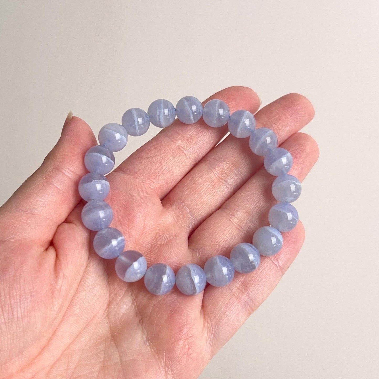 Blue Chalcedony Bracelet | Blue Lace Agate Crystal Stretch Bracelet