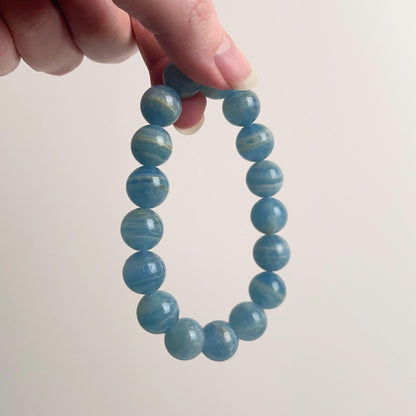 Lemurian Aquatine Calcite Bracelet | Blue Onyx Crystal Stretch Bracelet