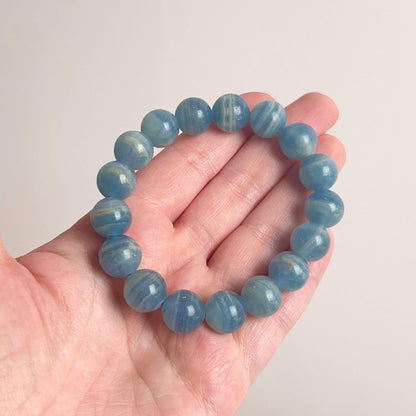 Lemurian Aquatine Calcite Bracelet | Blue Onyx Crystal Stretch Bracelet