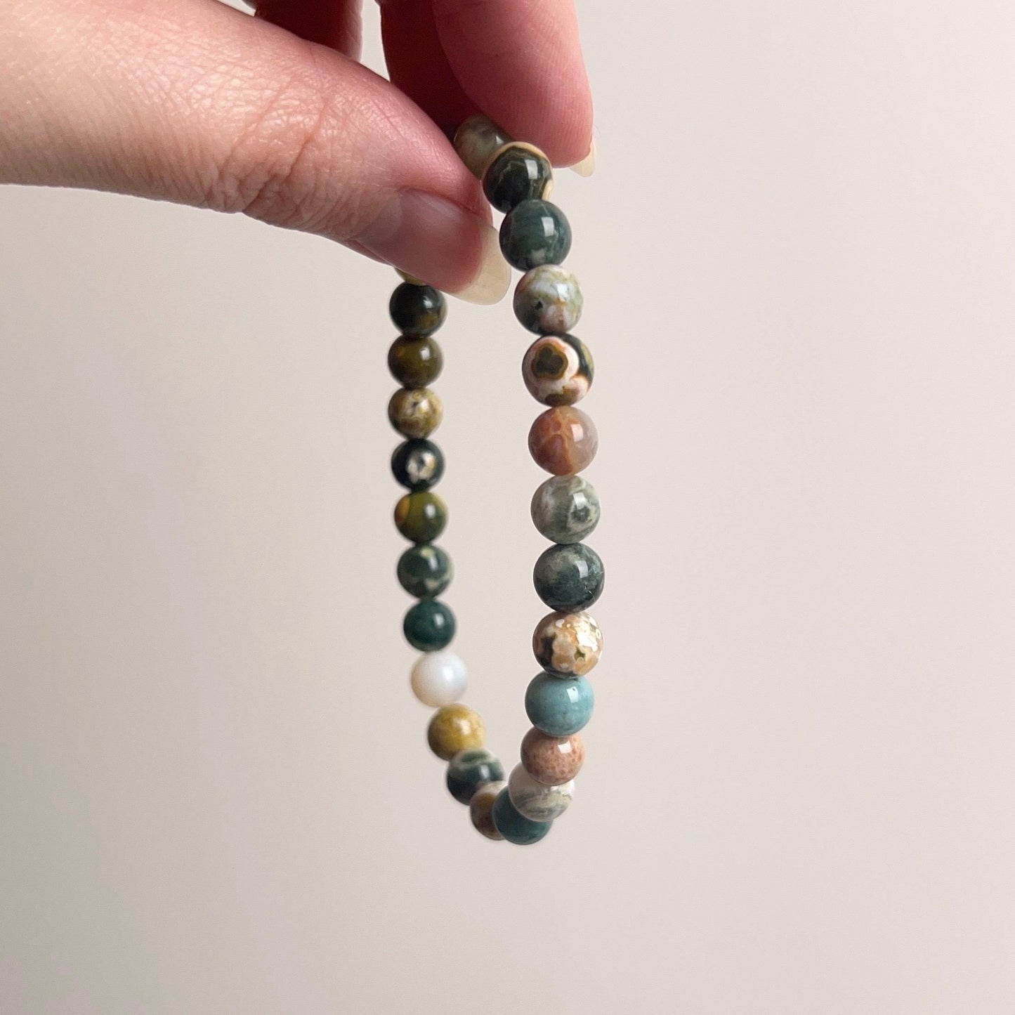 Ocean Jasper Bracelet | Orbicular Jasper Crystal Stretch Bracelet