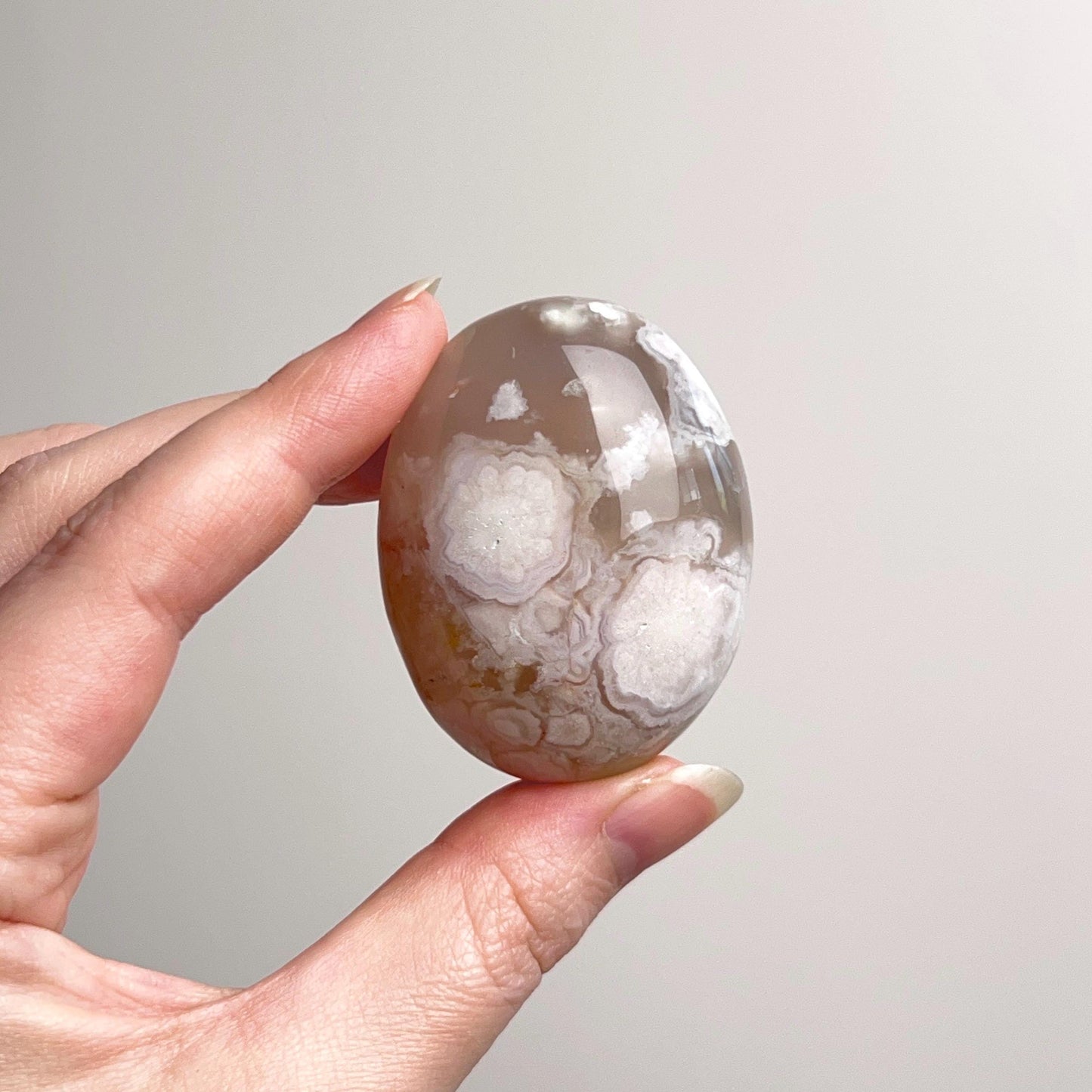 Flower Agate Palm | Cherry Blossom Agate Crystal Palm Stone