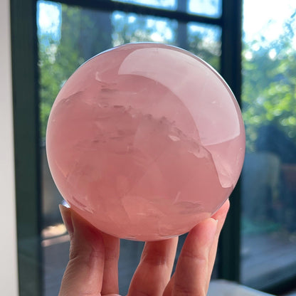 Large Star Rose Quartz Sphere | Pink Rose Quartz Crystal Sphere