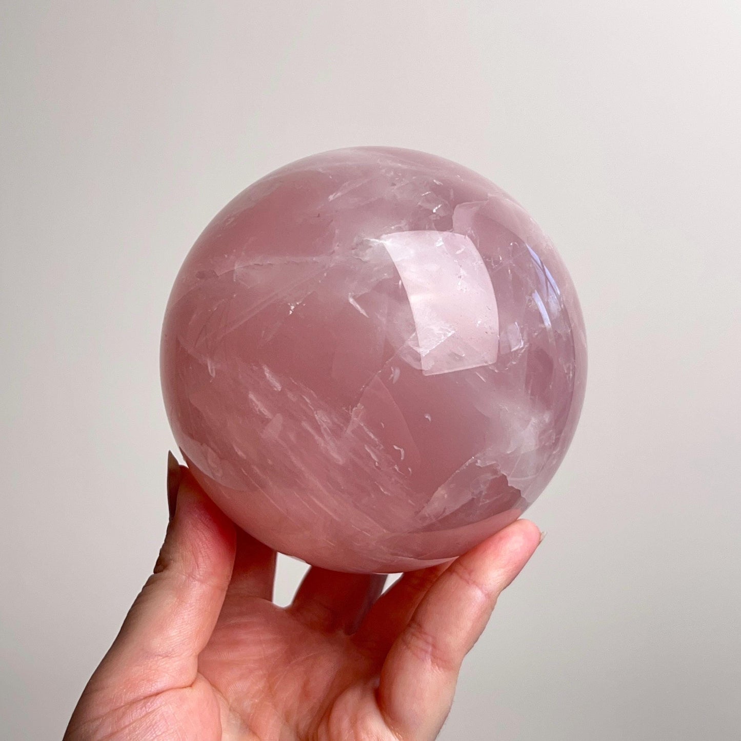 Large Star Rose Quartz Sphere | Pink Rose Quartz Crystal Sphere