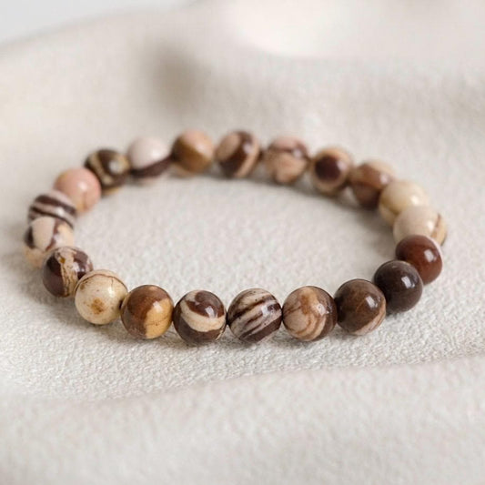 Brown Zebra Jasper Bracelet | Coconut Jasper Crystal Stretch Bracelet