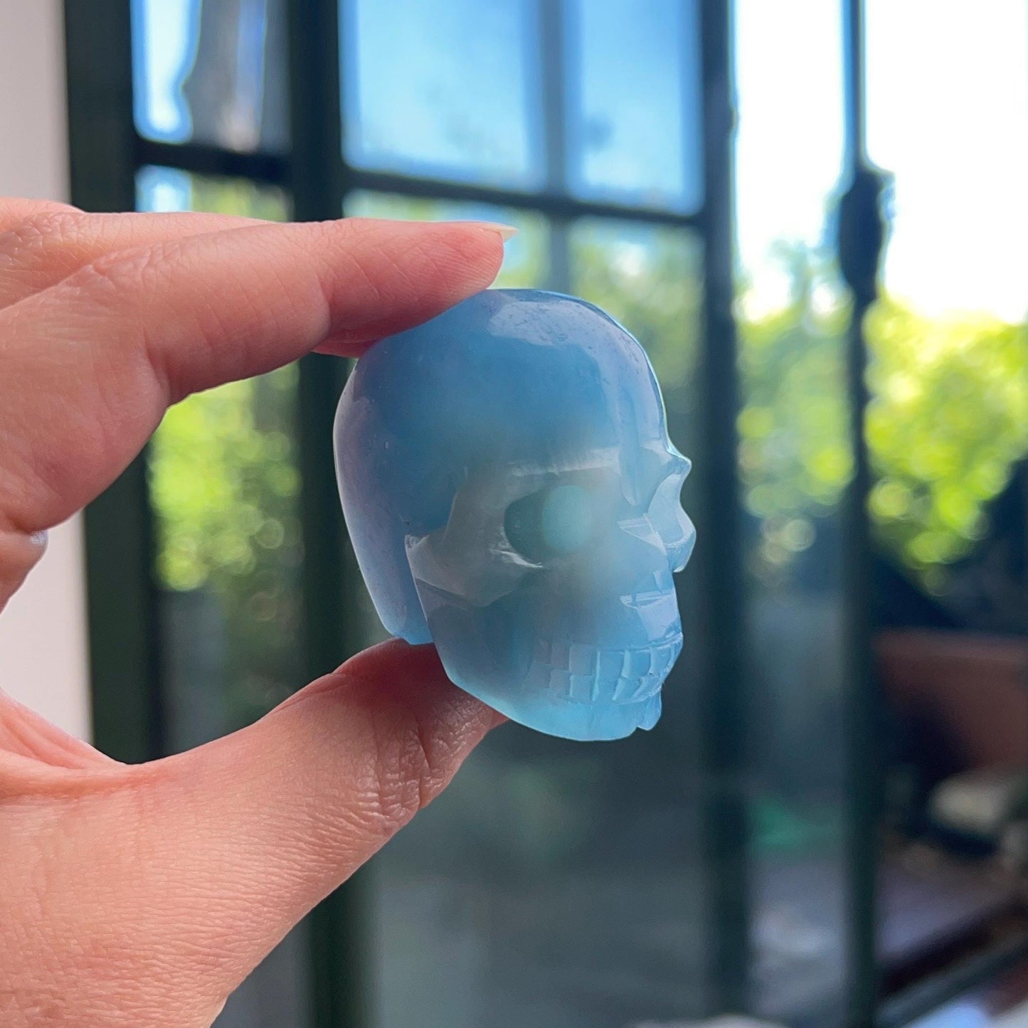 Rare Aquamarine Skull | Blue Aquamarine Crystal Skull