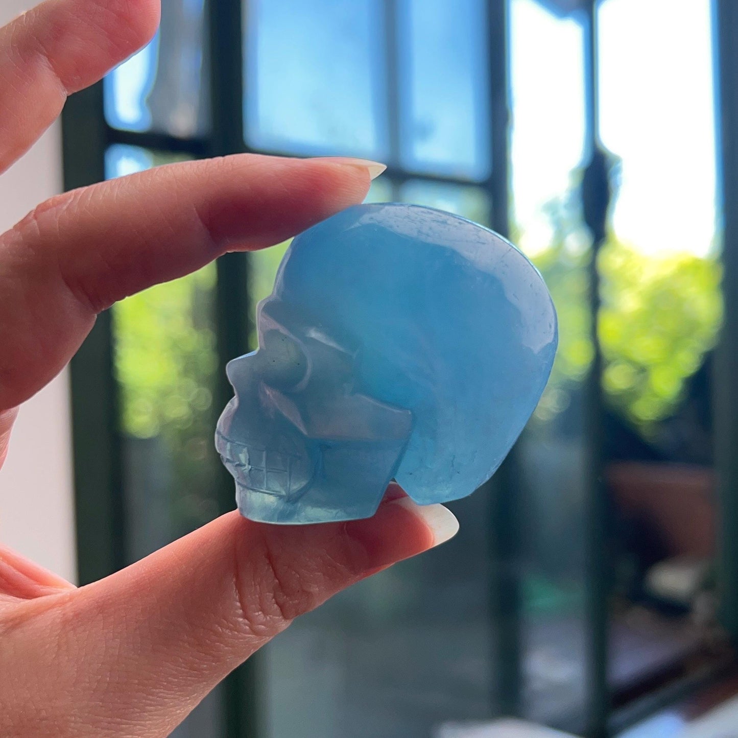 Rare Aquamarine Skull | Blue Aquamarine Crystal Skull