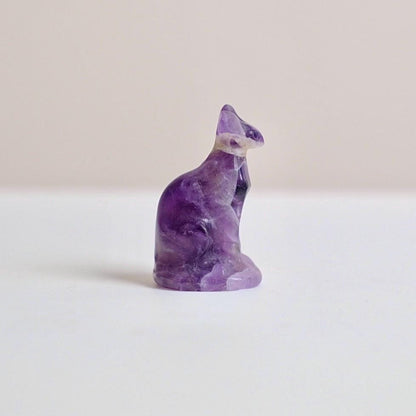 Dream Amethyst Cat Carving | Chevron Amethyst Crystal Sphynx Cat Figure