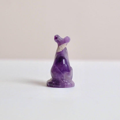 Dream Amethyst Cat Carving | Chevron Amethyst Crystal Sphynx Cat Figure