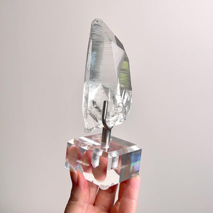 AAA Lemurian Quartz Point + Stand | Lemurian Seed Crystal Statement Display